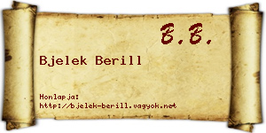Bjelek Berill névjegykártya